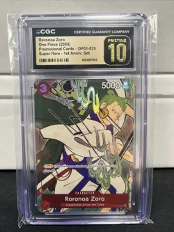 BGS 10 - Roronoa Zoro OP01-025 Promo One Piece English 1st Anniversary Pristine - Image 1