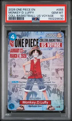 2026 ONE PIECE PROMOS COLLEGE BASKETBALL : US VOYAGE MONKEY D. LUFFY PSA 10 - Image 1