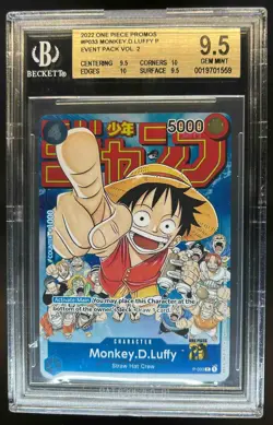 2022 One Piece Promos Event Pack Vol 2 Monkey.D.Luffy #P-033 BGS 9.5 GEM MINT - Image 1