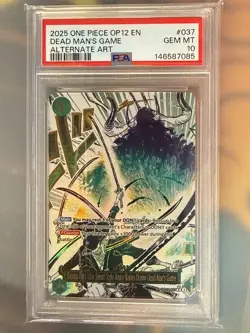 One Piece Demon Aura Nine Sword Style Dead Man's Game Alt Art OP12-037 PSA 10 - Image 1