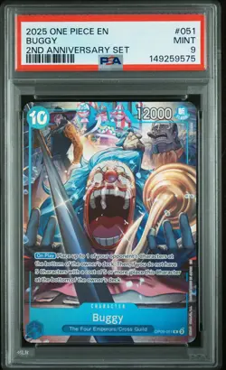 2025 ONE PIECE ENGLISH VERSION 2ND ANNIVERSARY SET #051 BUGGY PSA 9 - Image 1