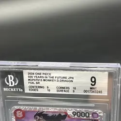 2024 One Piece Japanese Monkey D. Dragon, #OP07015, Foil Secret Rare BGS 9 - Image 2