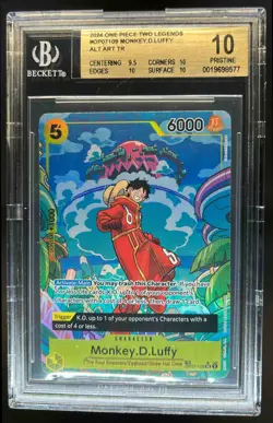 2024 One Piece Two Legends Monkey.D.Luffy Alt Art TR #OP07-109 BGS 10 PRISTINE - Image 1