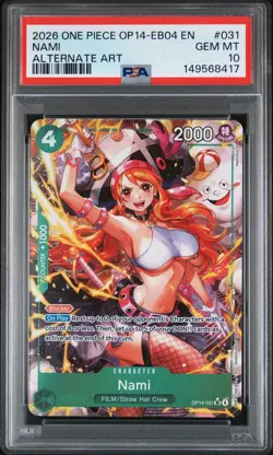 2026 ONE PIECE OP14-EB04-THE AZURE SEA'S SEVEN ALTERNATE ART #031 NAMI PSA 10 - Image 1