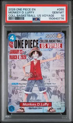 2026 ONE PIECE PROMOS COLLEGE BASKETBALL : US VOYAGE MONKEY D. LUFFY PSA 10 - Image 1