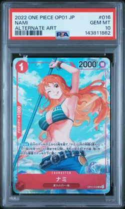 2022 ONE PIECE JPN OP01-ROMANCE DAWN ALTERNATE ART #016 NAMI PSA 10 - Image 1