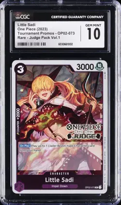 2023 ONE PIECE TOURNAMENT PROMOS #OP02-073 LITLLE SADI CGC 10 GEM MINT - Image 1