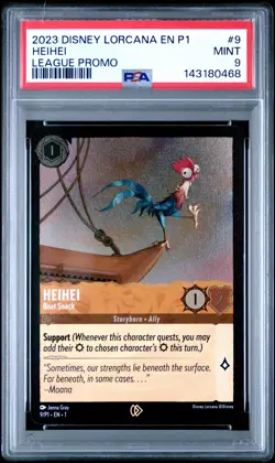 2023 DISNEY LORCANA EN P1-PROMO LEAGUE PROMO #9 HEIHEI - BOAT SNACK PSA 9 - Image 1