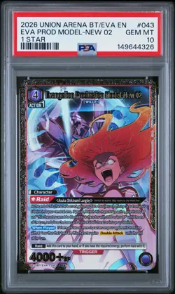2026 UNION ARENA 1 STAR #043 EVANGELION PRODUCTION MODEL-NEW 02 PSA 10 - Image 1