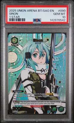 2025 UNION ARENA UE07BT/SAO SWORD ART ONLINE 1 STAR #090 SINON PSA 10 - Image 1