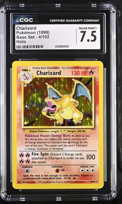 CGC 7.5 Charizard 1999 Base Set 4/102 Holo Pokemon Card - Image 1