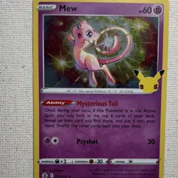 Pokemon Mew 011/025 Celebrations Holo Rare Basic 60 HP Psyshot Pokemon Card - Image 2