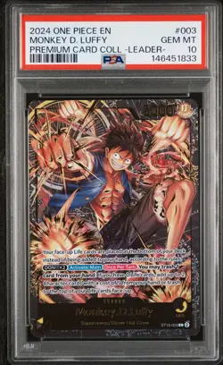 2024 ONE PIECE PREMIUM CARD LEADER COLLECTION #003 MONKEY D. LUFFY PSA 10 - Image 1