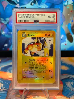 PSA 8 New Cert! Raichu 061/165 Expedition Base Set Reverse Holo Pokemon Card - Image 1