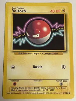Pokemon Voltorb 67/102 Base Set Common Non-Holo Trading Card TCG Rare Cards - Image 1