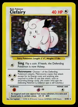Pokemon Card - Clefairy Base Set 5/102 Holo Rare - Image 1
