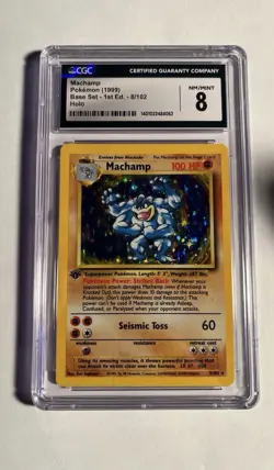 Pokemon Base Set Unlimited Card CGC 8 Machamp 8 /102 Holo 1st Edition - Image 1