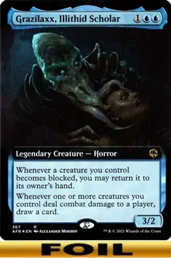Grazilaxx, Illithid Scholar ** FOIL EXTENDED ART #367 ** Forgotten Realms MTG - Image 1