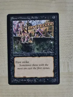 MTG Stone-- Throwing Devils Arabian Nights LP+/NM- - Image 1