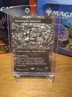 MTG TMNT Michelangelo, Improviser Gold Foil Signature Collector Mythic NM - Image 1