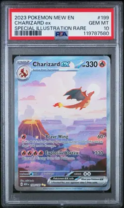 2023 POKEMON MEW EN-151 SPECIAL ILLUSTRATION RARE #199 CHARIZARD EX PSA 10 - Image 1