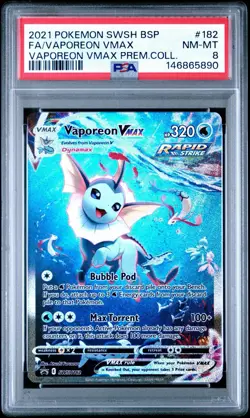 2021 Pokemon SWSH Black Star Promo Vaporeon VMAX Full Art SWSH182 PSA 8 NM-MT - Image 1