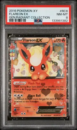 2016 POKEMON XY GENERATIONS RADIANT COLLECTION #RC6 FLAREON EX PSA 8 - Image 1