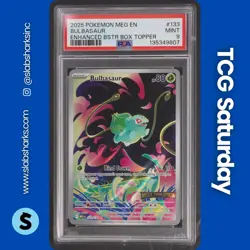 2025 POKEMON MEGA EVOLUTION E.B. BOX TOPPER PROMO #133/132 BULBASAUR PSA 9 - Image 1