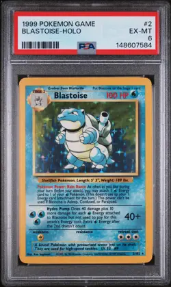 1999 Pokemon Base Set Blastoise Holo Rare 2/102 PSA 6 - Image 1