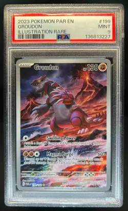2023 Pokemon SV Paradox Rift Groudon Illustration Rare #199/182 PSA 9 - Image 1