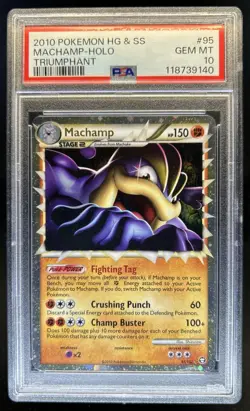 2010 Pokemon HeartGold & SoulSilver Triumphant Machamp Holo #95/102 PSA 10 - Image 1