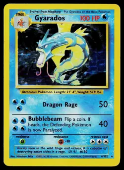 Pokemon Card - Gyarados Base Set 6/102 Holo Rare - Image 1