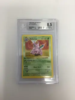 Nidorino #37 Base 1st Edition Thick Stamp Shadowless Beckett 8.5 Pokemon 1999 B - Image 2