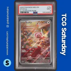 2025 POKEMON MEGA EVOLUTION #154/132 STUFFUL ILLUSTRATION RARE PSA 9 - Image 1