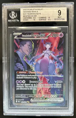 2025 Pokemon Destined Rivals Team Rocket's Mewtwo ex #231/182 BGS 9 - Image 1