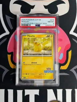 2025 POKEMON SVP EN-SV BLACK STAR PROMO ILLUSTRATION CONTEST 2024 PIKACHU PSA 8 - Image 1