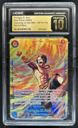 2025 One Piece Portgas D. Ace Secret Rare Pristine Alt Art #OP13-119 CGC 10 - Image 1