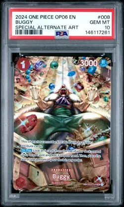 2024 ONE PIECE OP06-WINGS OF THE CAPTAIN SPECIAL ALTERNATE ART #008 BUGGY PSA 10 - Image 1