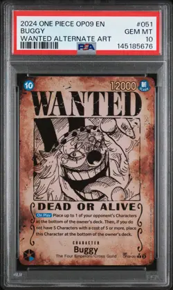 2024 ONE PIECE OP09-EMPERORS IN THE NEW WORLD WANTED ALTERNATE ART BUGGY PSA 10 - Image 1