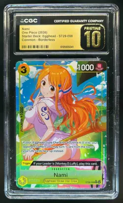 2026 One Piece Starter Deck Egghead Nami Borderless #ST29-008 CGC 10 Pristine - Image 1