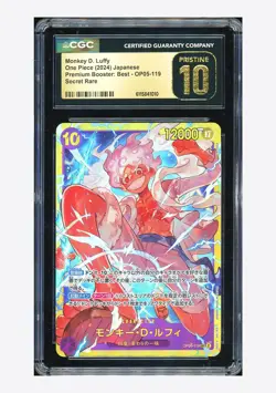 One Piece CGC 10 PRISTINE Monkey D Luffy SEC 2024 OP05-119 PRB01 Japanese - Image 1