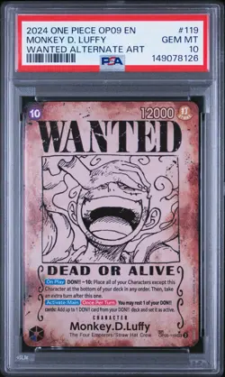 2024 ONE PIECE EMPERORS IN THE NEW WORLD WANTED ALT ART MONKEY D. LUFFY PSA 10 - Image 1