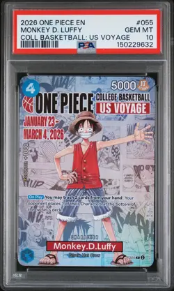2026 ONE PIECE PROMOS COLLEGE BASKETBALL : US VOYAGE MONKEY D. LUFFY PSA 10 - Image 1