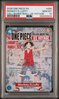2026 ONE PIECE PROMOS COLLEGE BASKETBALL : US VOYAGE MONKEY D. LUFFY PSA 10 - Image 1