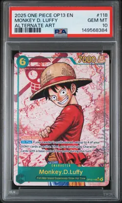 2025 ONE PIECE OP13-CARRYING ON HIS WILL ALTERNATE ART MONKEY D. LUFFY PSA 10 - Image 1