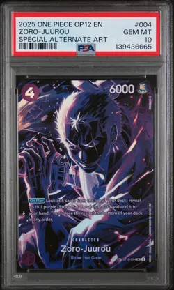2025 ONE PIECE LEGACY OF THE MASTER SPECIAL ALTERNATE ART ZORO-JUUROU PSA 10 - Image 1