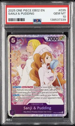2025 ONE PIECE EB02-ANIME 25TH COLLECTION #035 SANJI & PUDDING PSA 10 - Image 1