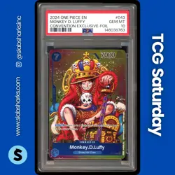2024 ONE PIECE CONVENTION EXCLUSIVE-FOIL PROMO #P-043 MONKEY. D. LUFFY PSA 10 - Image 1