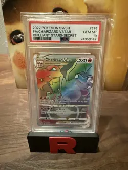 Pokemon Charizard VSTAR Rainbow Secret Rare Card Brilliant Stars 174/172 PSA 10 - Image 1