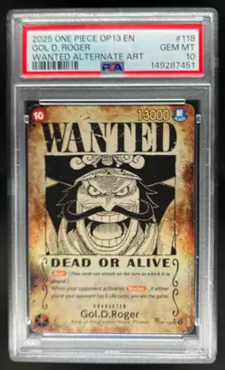 2025 One Piece Gol D. Roger Special Card Wanted Alt Art #OP09-118 PSA 10 - Image 1